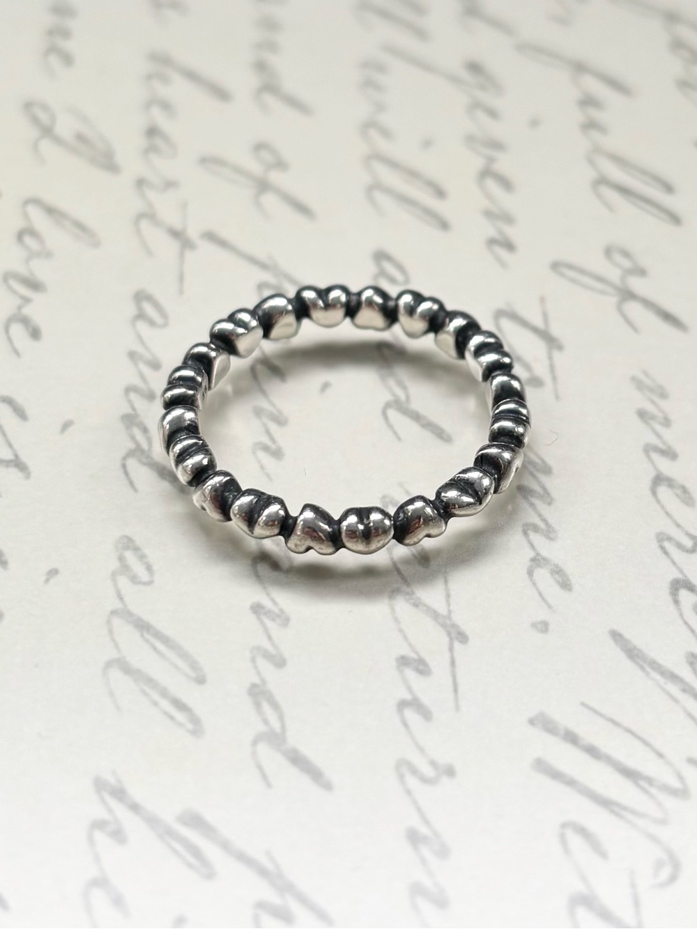 Authentic Retired Pandora Chain of Hearts Ring – Sterling Silver Size 56 / 7.5